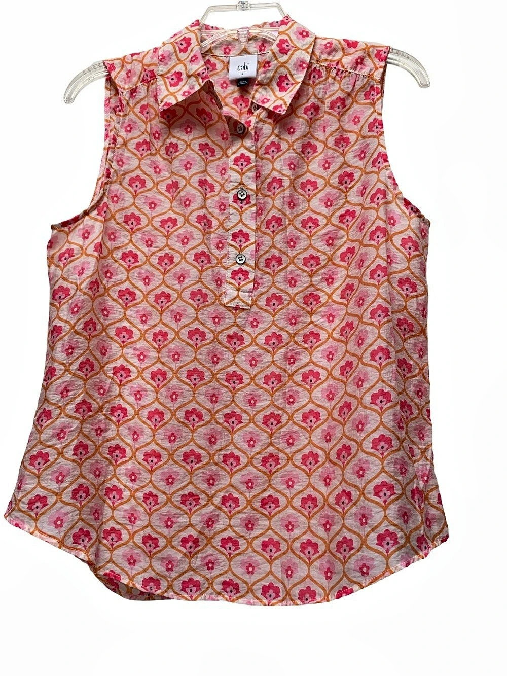 Cabi Floral Print Sleeveless Top in Pink Size Small